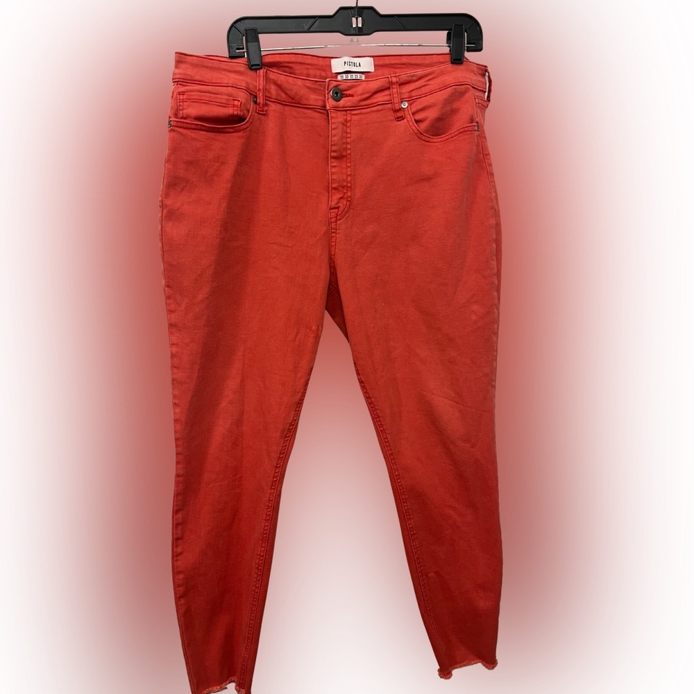 Pistola Coral Distressed Red Mid-Rise Skinny Jeans | Size 33  90s Y2K vibes